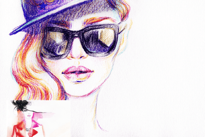 Woman Face with Sunglasses Fashion Watercolor Painting Print 100% Australian Made