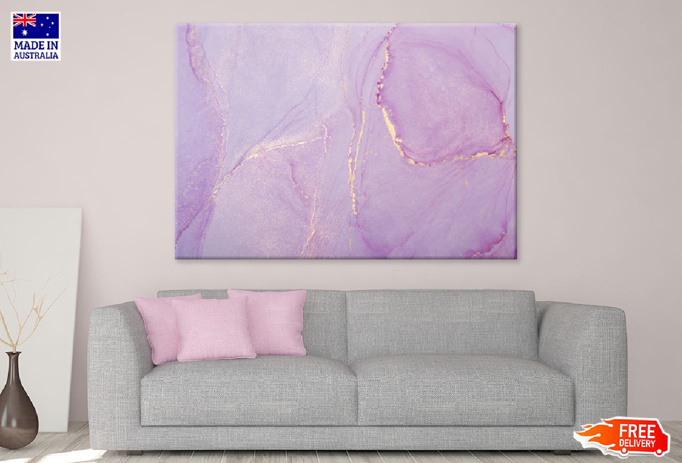 Pink & Gold Abstract Fluid Design Print 100% Australian Made