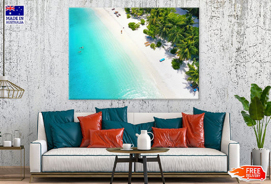 Sandy Beach & Palm Trees Aerial View Photograph Print 100% Australian Made