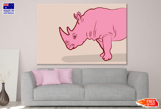 Rhinoceros Pink Vector Art Print 100% Australian Made