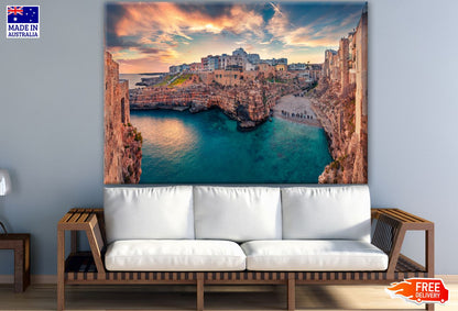 City on Cliff Near Beach Photograph Print 100% Australian Made
