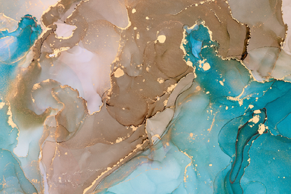 Blue Brown & Gold Abstract Design Print 100% Australian Made
