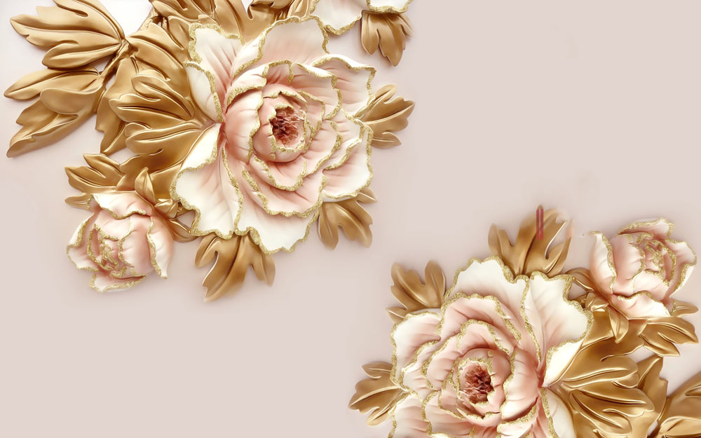 Gold Flowers 3D Design Print 100% Australian Made