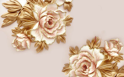 Gold Flowers 3D Design Print 100% Australian Made