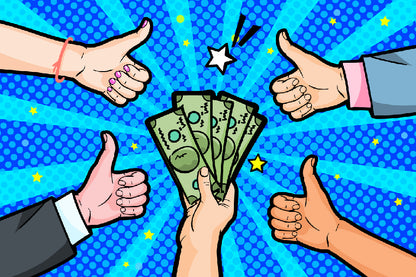 Ok Sign Hands & Money Illustration Print 100% Australian Made