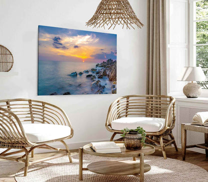 Bella Home Sea Coastal & Sunset Scenery Print Canvas Ready to hang