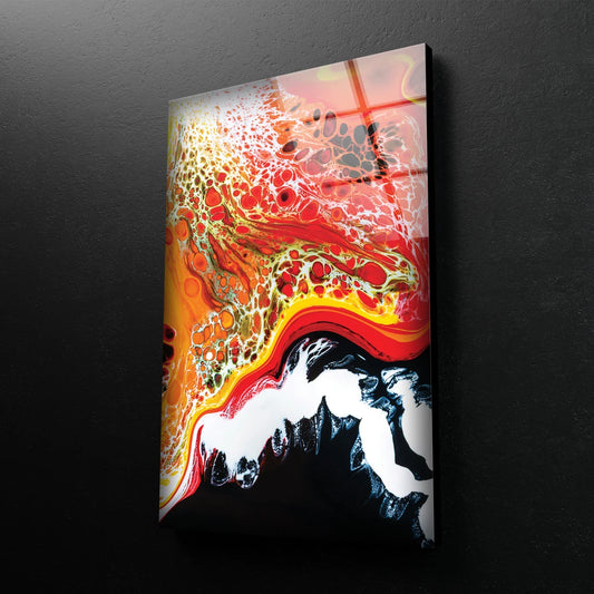 Red White Black & Yellow Abstract Design Acrylic Glass Print Tempered Glass Wall Art 100% Made in Australia Ready to Hang