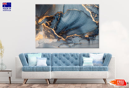 Blue Green & Gold Splash Abstract Design Print 100% Australian Made