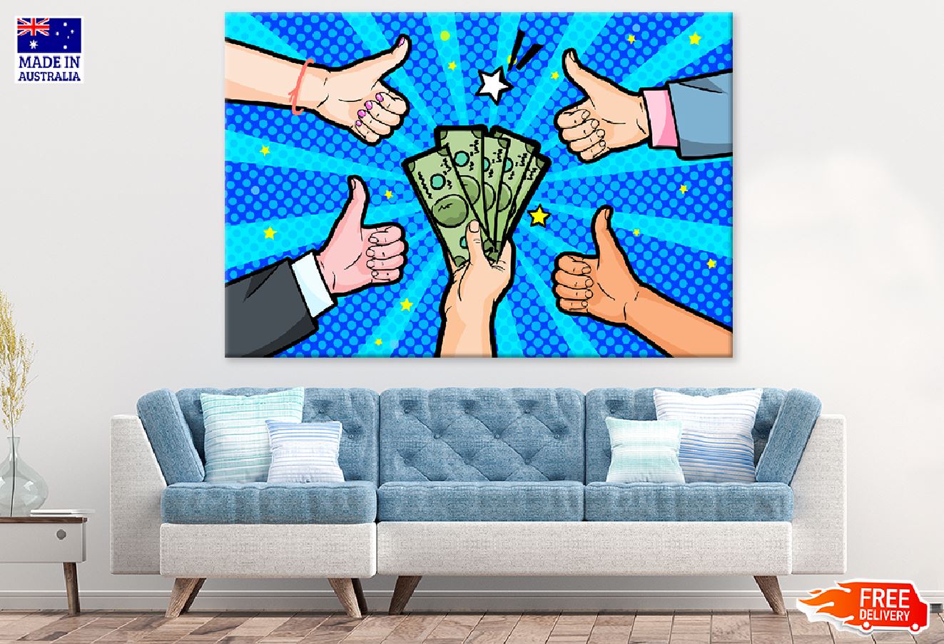 Ok Sign Hands & Money Illustration Print 100% Australian Made