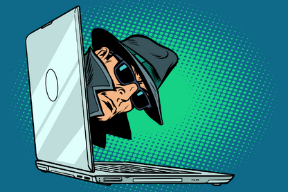 Spy Peeping Through Laptop Illustration Print 100% Australian Made