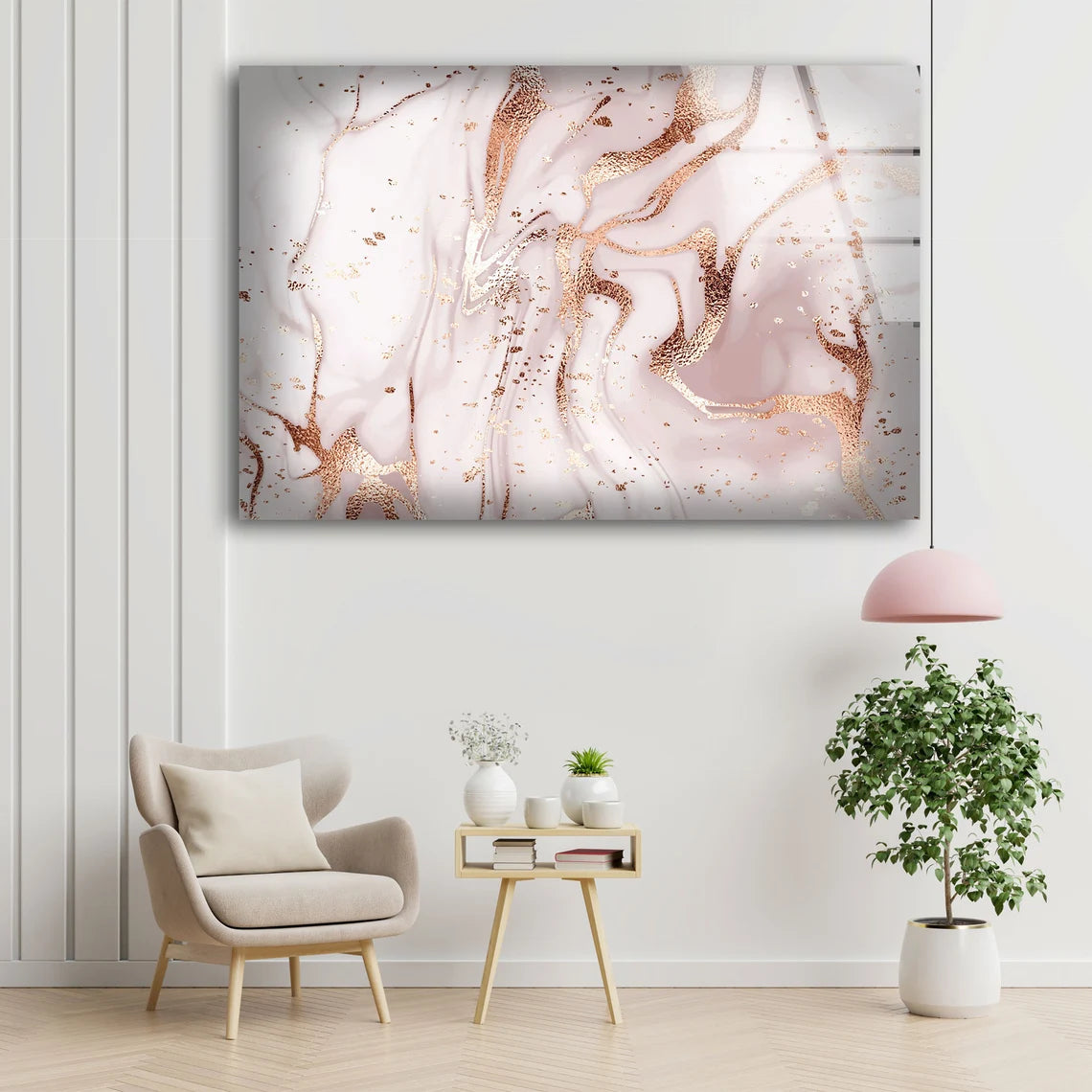 Gold & Pink Abstract Design Acrylic Glass Print Tempered Glass Wall Art 100% Made in Australia Ready to Hang