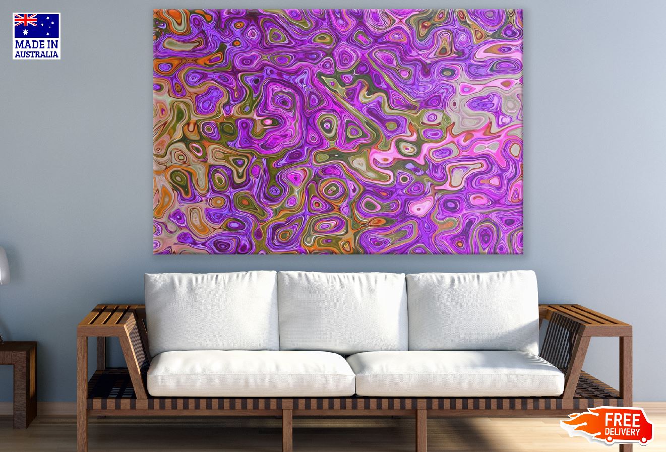 Pink Purple Pattern Abstract Design Print 100% Australian Made