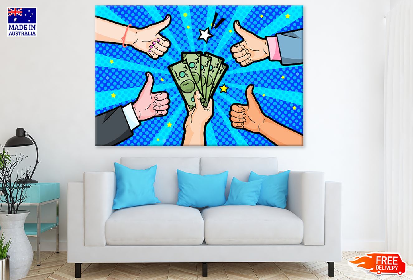 Ok Sign Hands & Money Illustration Print 100% Australian Made