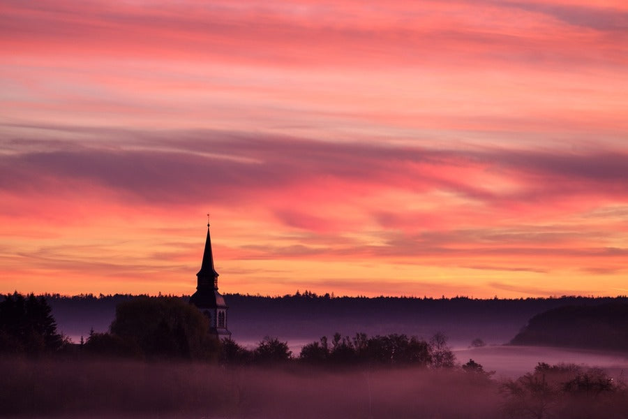 Sunrise Church Steeple Photograph Print 100% Australian Made