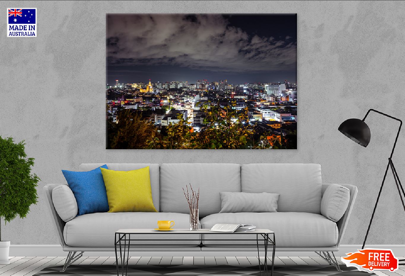 Night View in Suwon Hwasung Photograph Print 100% Australian Made