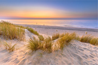 Bella Home Sand Dunes Sea With Pink & Blue Sky Print Canvas Ready to hang