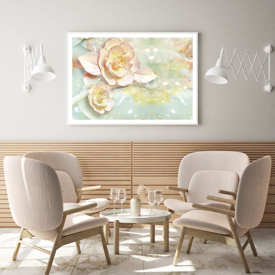 Pink & Gold Floral 3D Design Home Decor Premium Quality Poster Print Choose Your Sizes