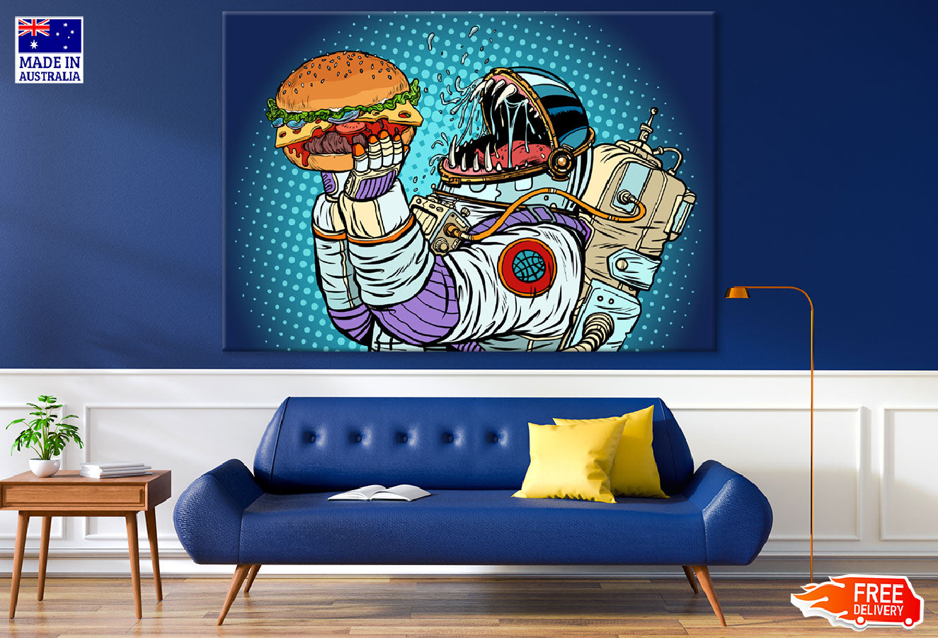 Monster Eating a Burger Vector Art Print 100% Australian Made