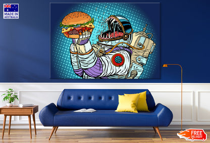 Monster Eating a Burger Vector Art Print 100% Australian Made