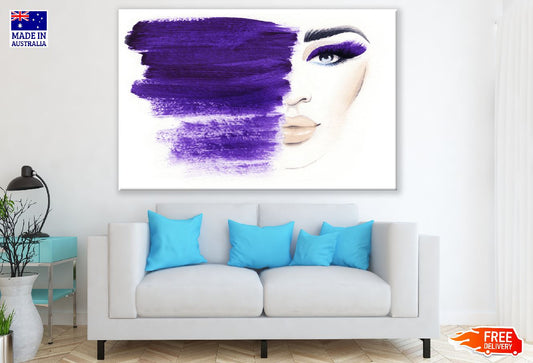 Makeup Woman Face Purple Abstract Watercolor Painting Print 100% Australian Made