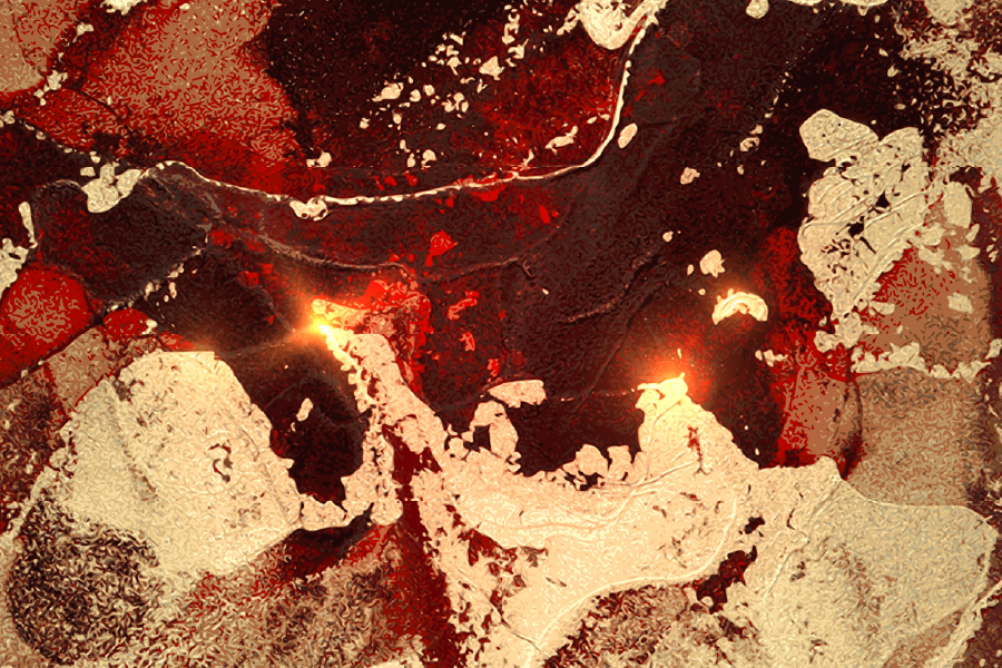 Red & Gold Abstract Design Print 100% Australian Made