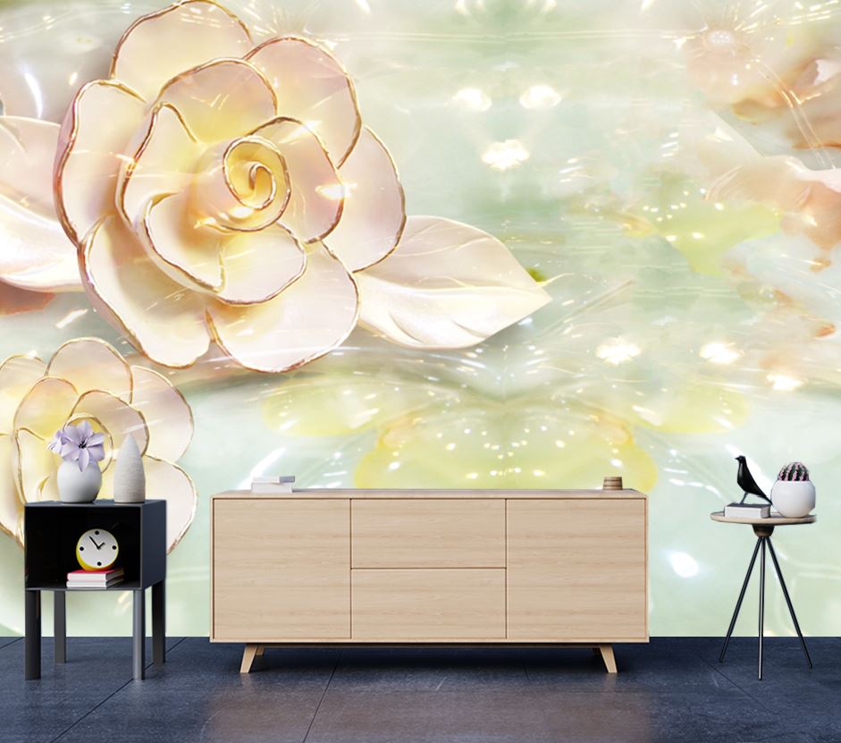 Wallpaper Murals Peel and Stick Removable 3D Floral Sculpture Design Print High Quality