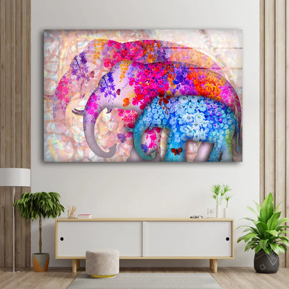 Floral Elephants Shape Design Acrylic Glass Print Tempered Glass Wall Art 100% Made in Australia Ready to Hang