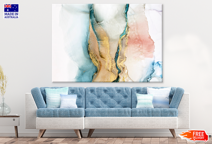 Blue Pink & Gold Abstract Design Print 100% Australian Made