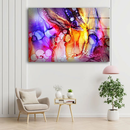 Colorful Abstract Watercolor Design Acrylic Glass Print Tempered Glass Wall Art 100% Made in Australia Ready to Hang