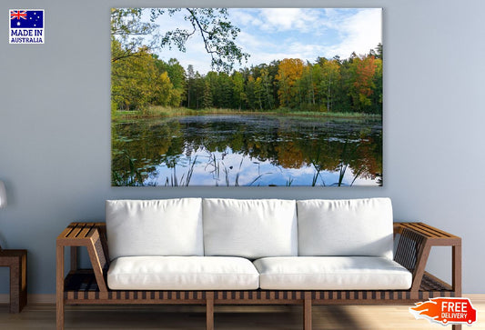 Autumn Trees with Lake Photograph Sweden Print 100% Australian Made