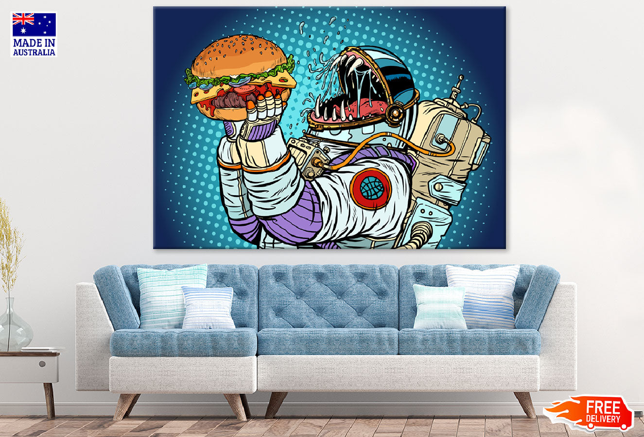 Monster Eating a Burger Vector Art Print 100% Australian Made