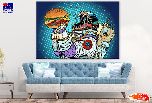 Monster Eating a Burger Vector Art Print 100% Australian Made