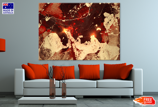 Red & Gold Abstract Design Print 100% Australian Made