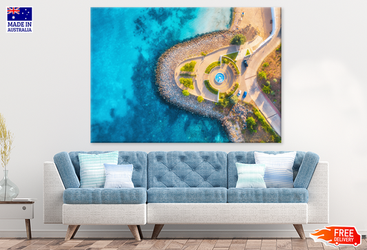 Car Park & Sea Aerial Photograph View Print 100% Australian Made