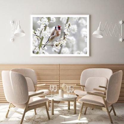 Bird on Flower Tree Photograph Home Decor Premium Quality Poster Print Choose Your Sizes