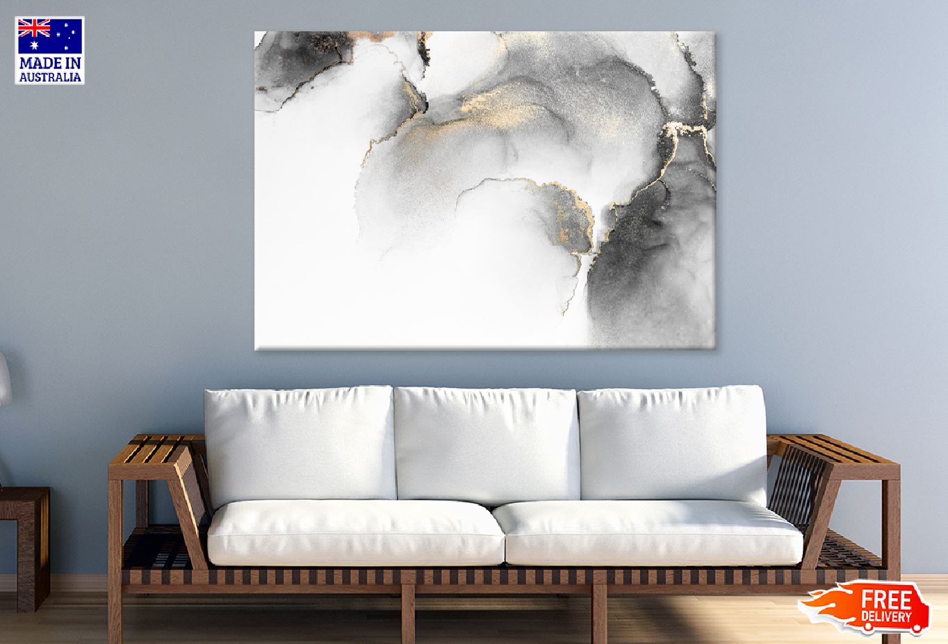 Black & Gold Abstract Fluid Design Print 100% Australian Made