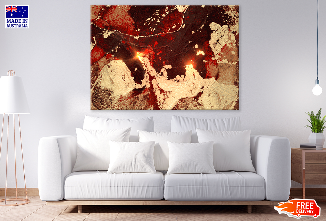 Red & Gold Abstract Design Print 100% Australian Made