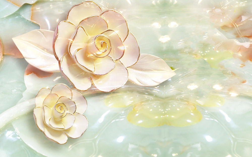 Pink & Gold Floral 3D Design Home Decor Premium Quality Poster Print Choose Your Sizes