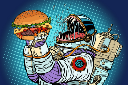 Monster Eating a Burger Vector Art Print 100% Australian Made