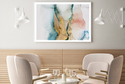 Blue Pink & Gold Abstract Design Home Decor Premium Quality Poster Print Choose Your Sizes