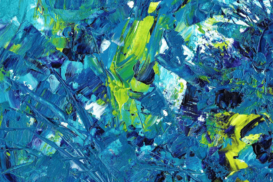 Blue & Green Paint Abstract Design Print 100% Australian Made