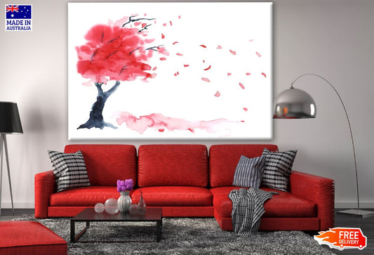 Red Tree Watercolor Painting Print 100% Australian Made