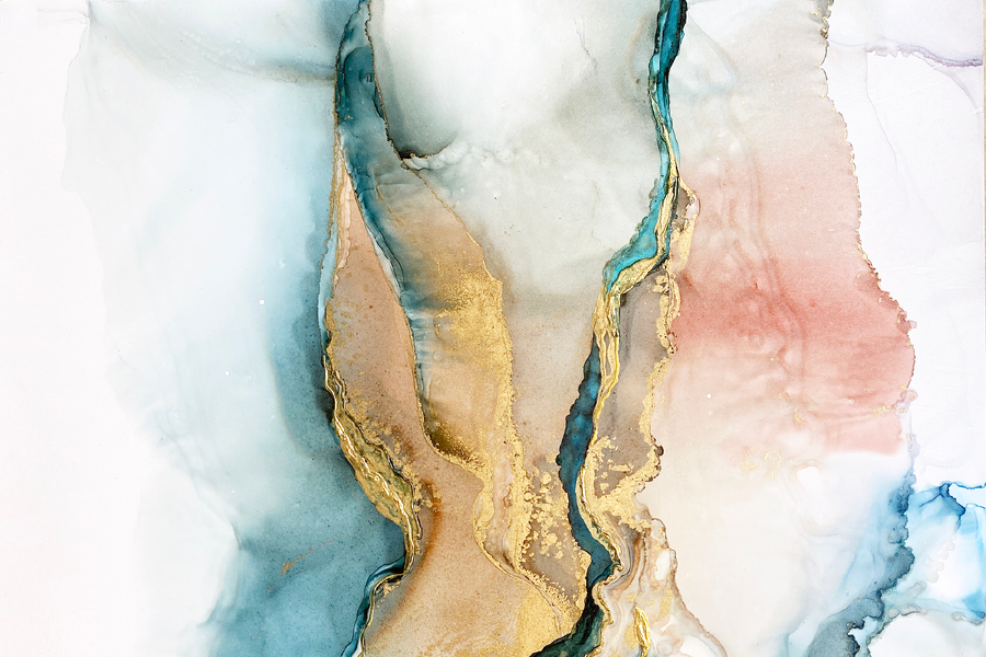 Blue Pink & Gold Abstract Design Home Decor Premium Quality Poster Print Choose Your Sizes