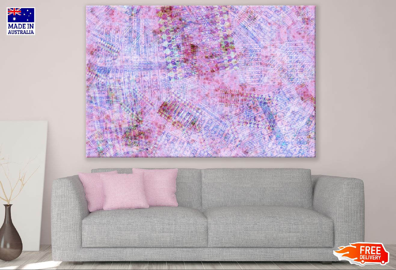 Blue & Pink Abstract Design Print 100% Australian Made