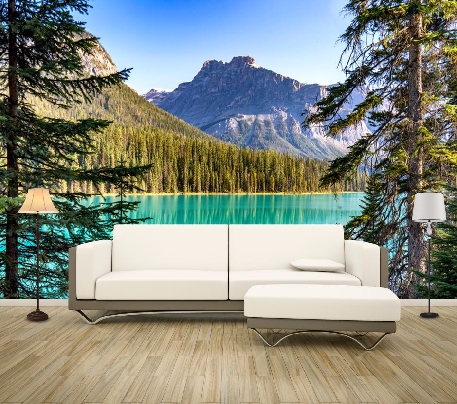 Wallpaper Murals Peel and Stick Removable Lake & Forest View High Quality