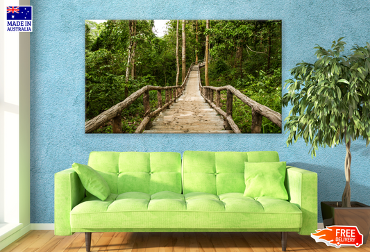 Wooden Bridge Across a Forest Photograph Print 100% Australian Made