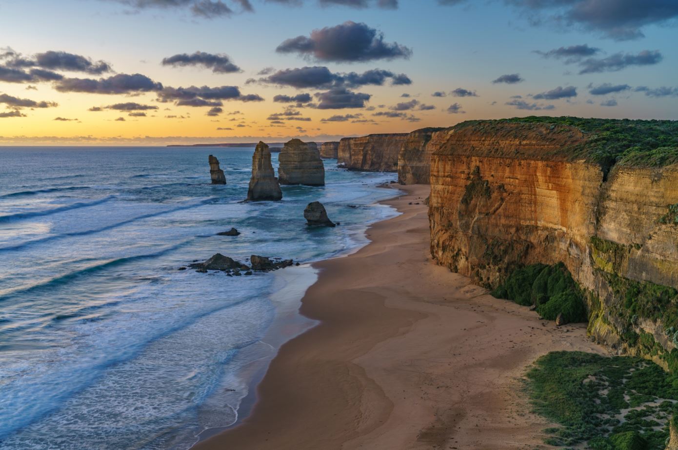 Wallpaper Murals Peel and Stick Removable Twelve Apostles Marine National Park in Australia at Sunset High Quality