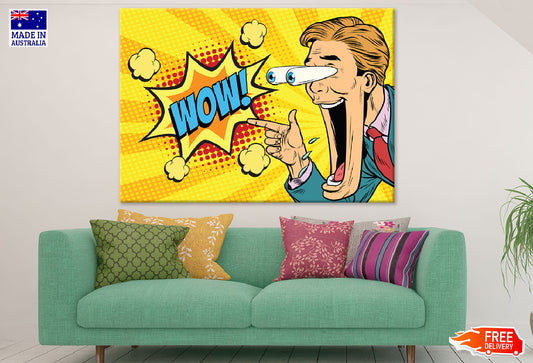 Wow Quote & Surprised Man Illustration Print 100% Australian Made