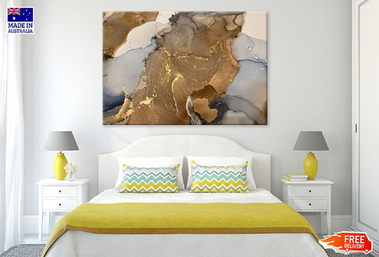 Brown Gold & Blue Abstract Design Print 100% Australian Made
