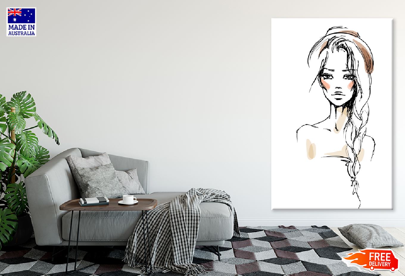 Young Woman in a Hat Illustration Print 100% Australian Made